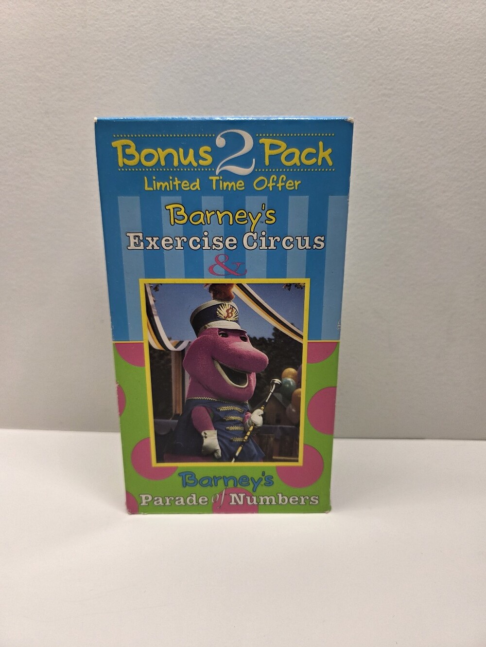 Vintage 1996 Barney's Exercise Circus and Parade of Numbers VHS Bonus 2-Pack GUC